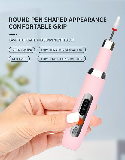 Datimes Cordless Electric Nail Drill Machine Professional with LCD Display & Drill Bits/Sanding Bands Suitable for Acrylic Gel Nails, Manicure/Pedicure Kit for Grinding, Polishing, Trimming, Suitable for & Salon Use, - Nail