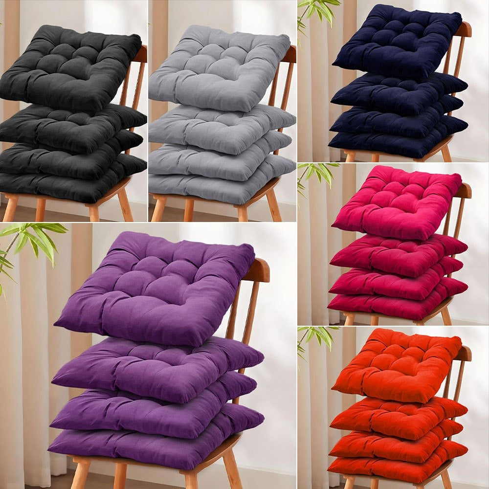 Seat Cushion Pads 4 Pack 40x40cm – Solid Colour Comfort Chair Pads for Office, Dining & Home, Prolonged Sitting Support in Purple & Dark Blue