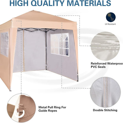 Pop-up Gazebo 2m x 2m With Sides Silver Protective Layer Waterproof Marquee Canopy