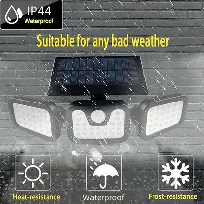 74LED Outdoor Wall Light, IP44 Waterproof, 3-Mode LED Motion Sensor Security Light, Outdoor Solar Light for Christmas, Halloween, Garage, Garden, Camping, Pathway, Yard, Porch.