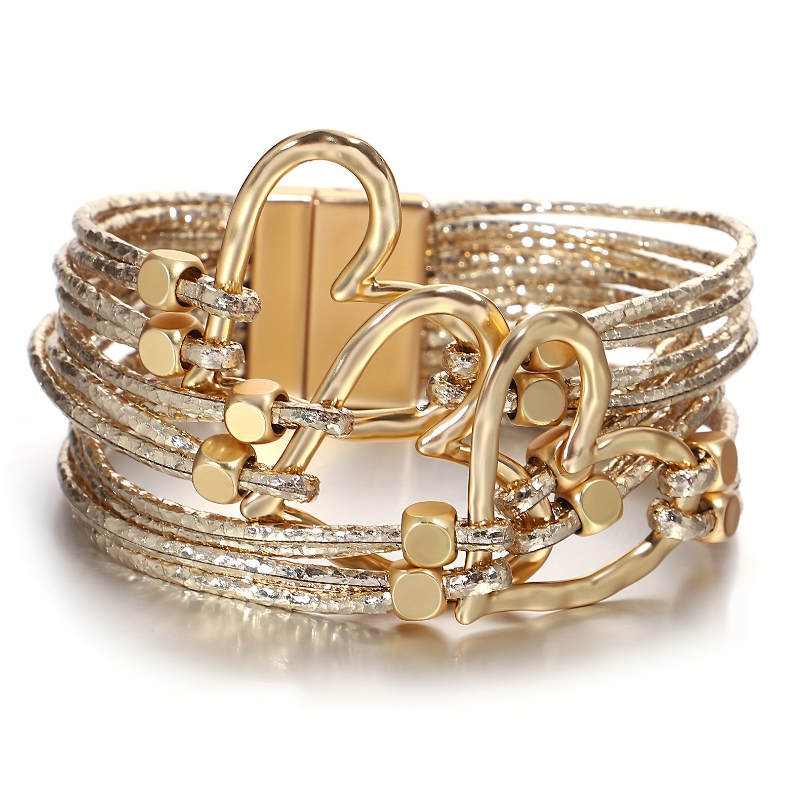 Braided Heart Faux Leather Glitter Bracelet