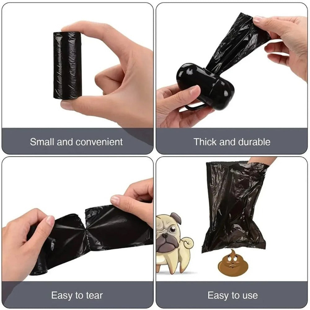 Dog Poop Bags 1200 Bags 60 Rolls with Dispenser – Leak-Proof Thickened Pet Waste Bags, Easy-Open, Black, 30x22cm