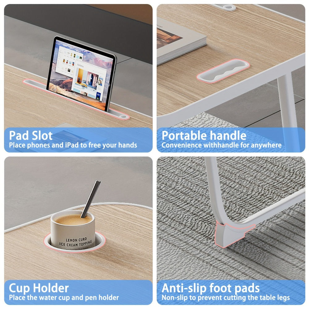 Wooden Lap Desk Foldable Laptop Bed Table with Cup Slot - Portable Notebook Stand Tray for Bed Sofa Breakfast Work Reading Multiple Colours & Sizes