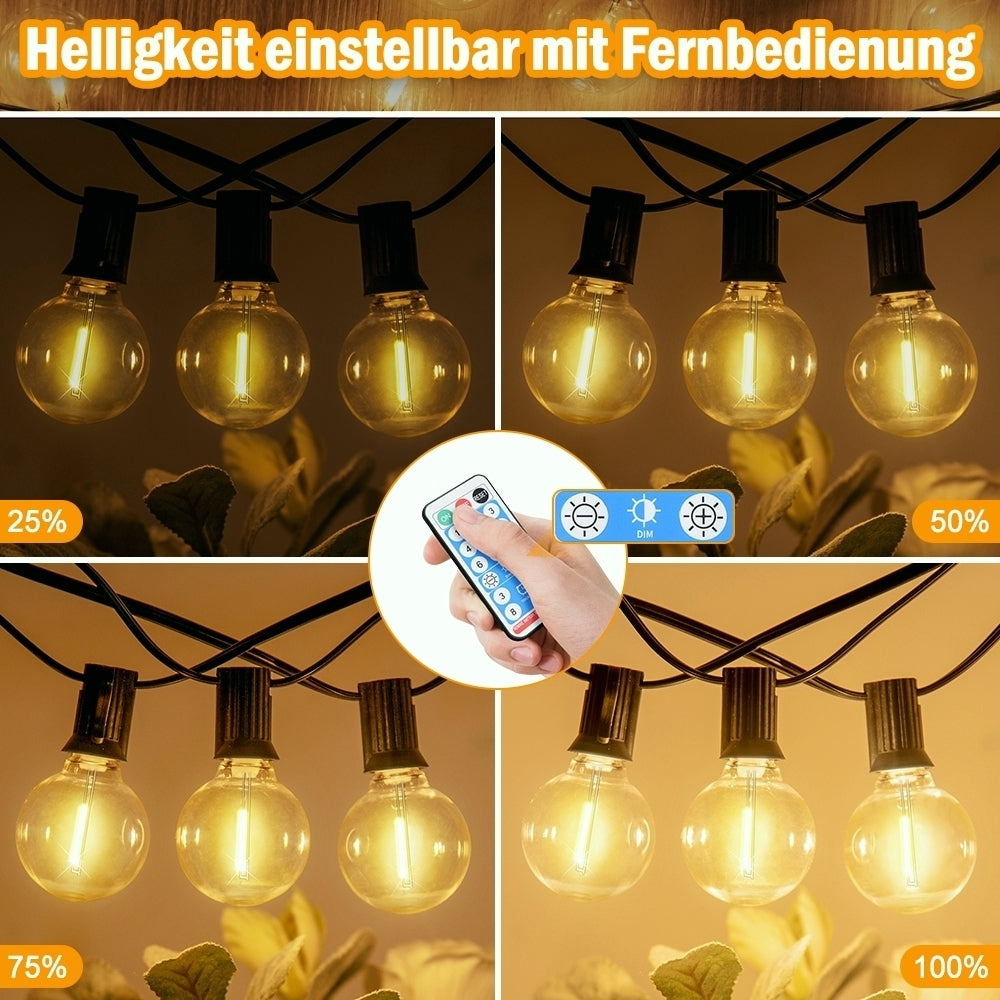15.25m/20.13m/30.49m G40 Solar Light String, Ip44 Waterproof Outdoor Solar Light Chain/Crystal Fairy Light, With Remote Control And Adjustable Brightness, Ideal For Decorative Lighting In Gardens, Terraces, Balconies, Barbecues, Parties, And Corridors