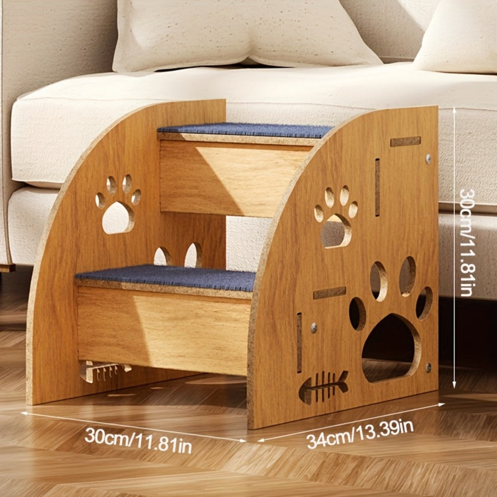 Wooden Pet Stairs with Non-Slip Soft Steps for Dogs – Portable Dog Ladder for Bed Sofa Couch, Easy Assembly, Space-Saving, Suitable for Small Medium Large Dogs & Cats