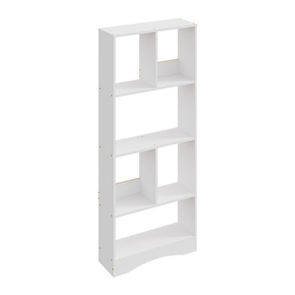 4-Tier Bookcase White Wooden Freestanding Bookshelf 50x17x120cm Open Storage Shelf Tall Shelving Unit for Living Room Home Office Hallway & Dining Room