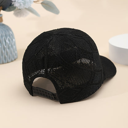 1pc Large Block Baseball Cap, Summer Unisex Versatile Hat, Hollow-Out Breathable Mesh Snapback Cap