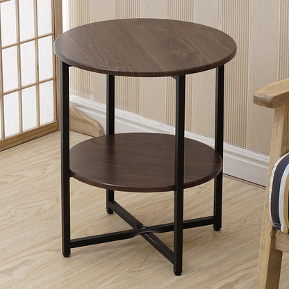 2 Tier Round Side Table - Coffee Table with Storage Rack, Multi-Level Display Stand for Plants/Lamps, Sofa/Bedside Organizer, 15.75*15.75*18.5inch