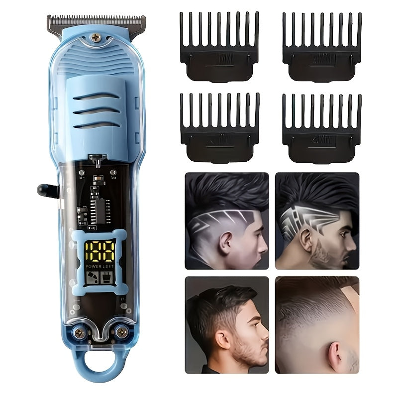 Men'S Electric Professional Hair Clipper And Beard Trimmer, Suitable for Hairdressing, Shaving, And Precise Trimming, USB Rechargeable, LCD Power Display, Convenient for Home And Car Travel