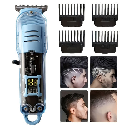 Men'S Electric Professional Hair Clipper And Beard Trimmer, Suitable for Hairdressing, Shaving, And Precise Trimming, USB Rechargeable, LCD Power Display, Convenient for Home And Car Travel