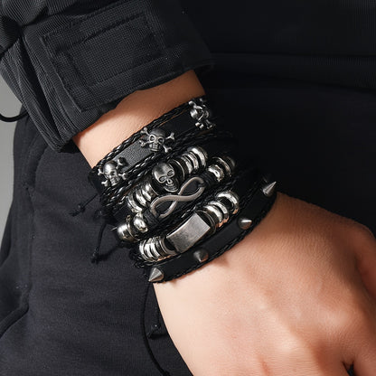 Retro Fashion Men's 16pcs Adjustable Bracelet Set - Stylish, Casual Attire, Unisex Christmas Gift Halloween Gift New Year Gift