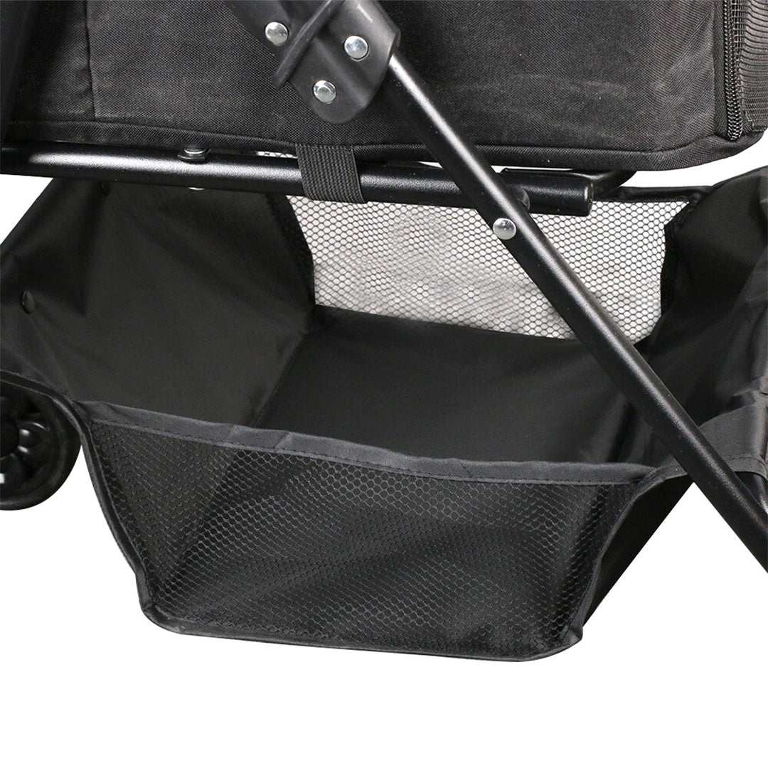 Lightweight Foldable Pet Stroller for Cats & Small Dogs - All-Terrain Oxford Fabric Carrier with Ventilation Mesh, Ergonomic Handlebar & Storage Basket - Portable Travel Stroller for Vet Visits, Shopping, Outdoor Walks, Mesh Canopy Visibility, Ventilated