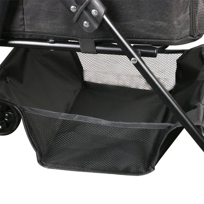 Lightweight Foldable Pet Stroller for Cats & Small Dogs - All-Terrain Oxford Fabric Carrier with Ventilation Mesh, Ergonomic Handlebar & Storage Basket - Portable Travel Stroller for Vet Visits, Shopping, Outdoor Walks, Mesh Canopy Visibility, Ventilated