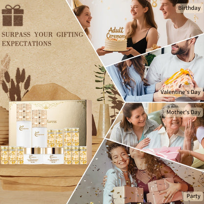 Collagen Skincare Gift Set 14pcs - Deeply Moisturising Collagen Essence Skincare Collection, Lightweight Non-Greasy Formula for All Skin Types, Luxurious Gift Box for Women