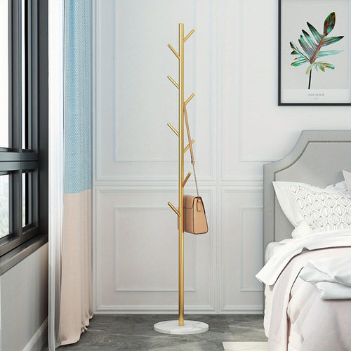 Metal Coat Rack Stand, with Heavy Stable Marble Base, Coat Rack Freestanding, with 8 Hooks for Home Entry- Way Hat Hanger Organizer
