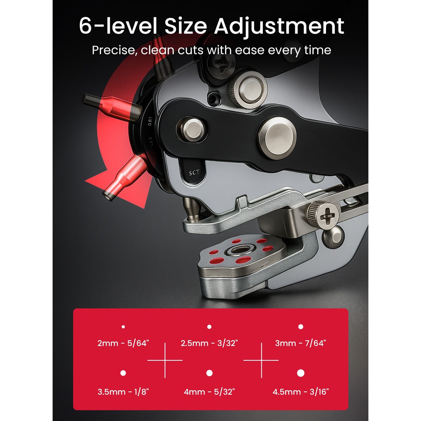 Leather Hole Punch Heavy Duty Rotary Belt Puncher with 6 Size and Ergonomic Non-Slip Handle for DIY, Craft Projects