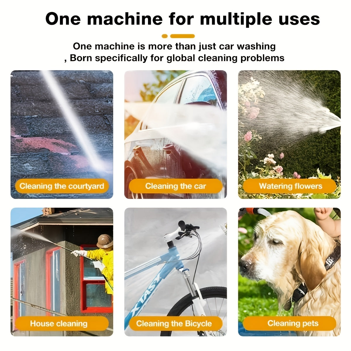 Portable Cordless Pressure Washer with 2 Batteries & 5.03meter Hose - 3000PSI High-Power Motor, 1500W Suitable for Car Wash, Driveway Cleaning, Patio, Garden, Home Use, Heavy-Duty Power Washer for Outdoor Driveways (-)