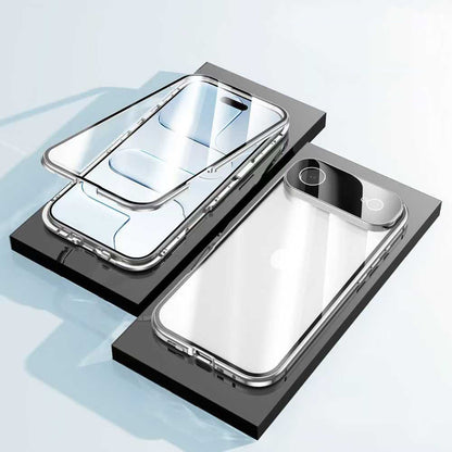 Phone Case - Magnetic HD Phone Case for Iphone 17 Pro Max with Tempered Glass Screen Protector Aluminum Alloy Frame Double-Sided Thickened Glass Enhanced Protection