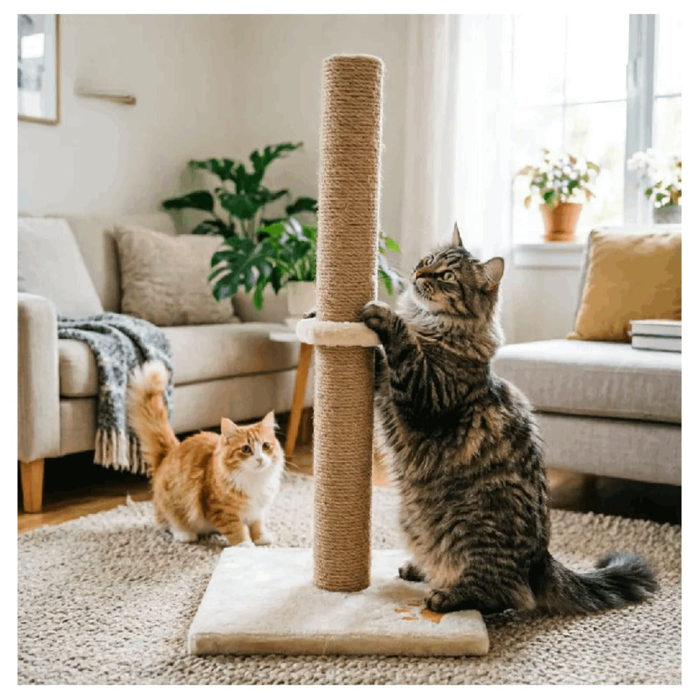 Cat Scratching Post 62cm Tall Sisal Pole Scratcher – Sturdy Cat Furniture for Indoor Cats, Protects Furniture, 3 Colours