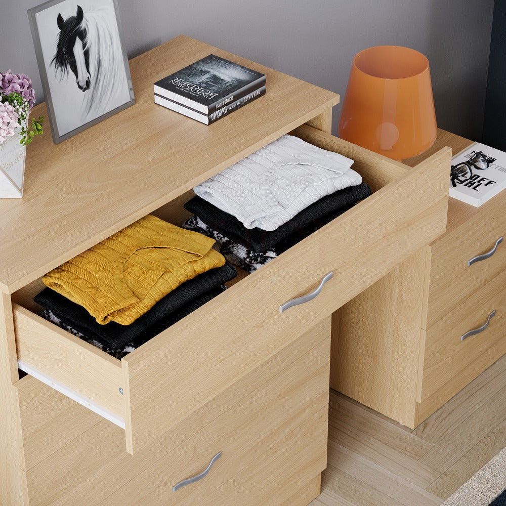 Chest of Drawers 5 Drawer Dresser with Metal Handles & Anti-Bowing Support, Bedroom Storage Furniture in White, Black, Grey & Pine – Spacious & Sturdy