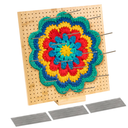 1set Bamboo Wooden Board For Knitting Crochet And Granny Squares Blocking Board For Knitting And Crochet Projects Handcrafted Knitting Stainless Steel Pins 13 Inches 33x33cm