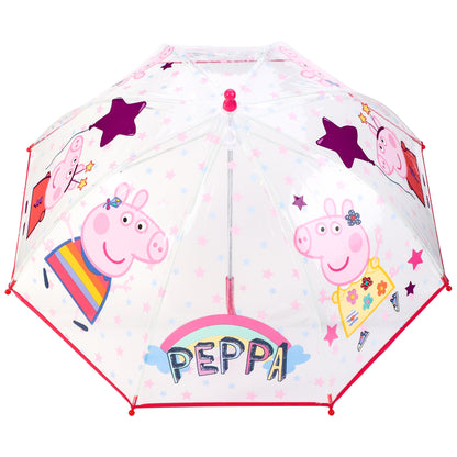 Peppa Pig Dome Umbrella for Kids Childrens Boys Girls Brolly with Safety Opening