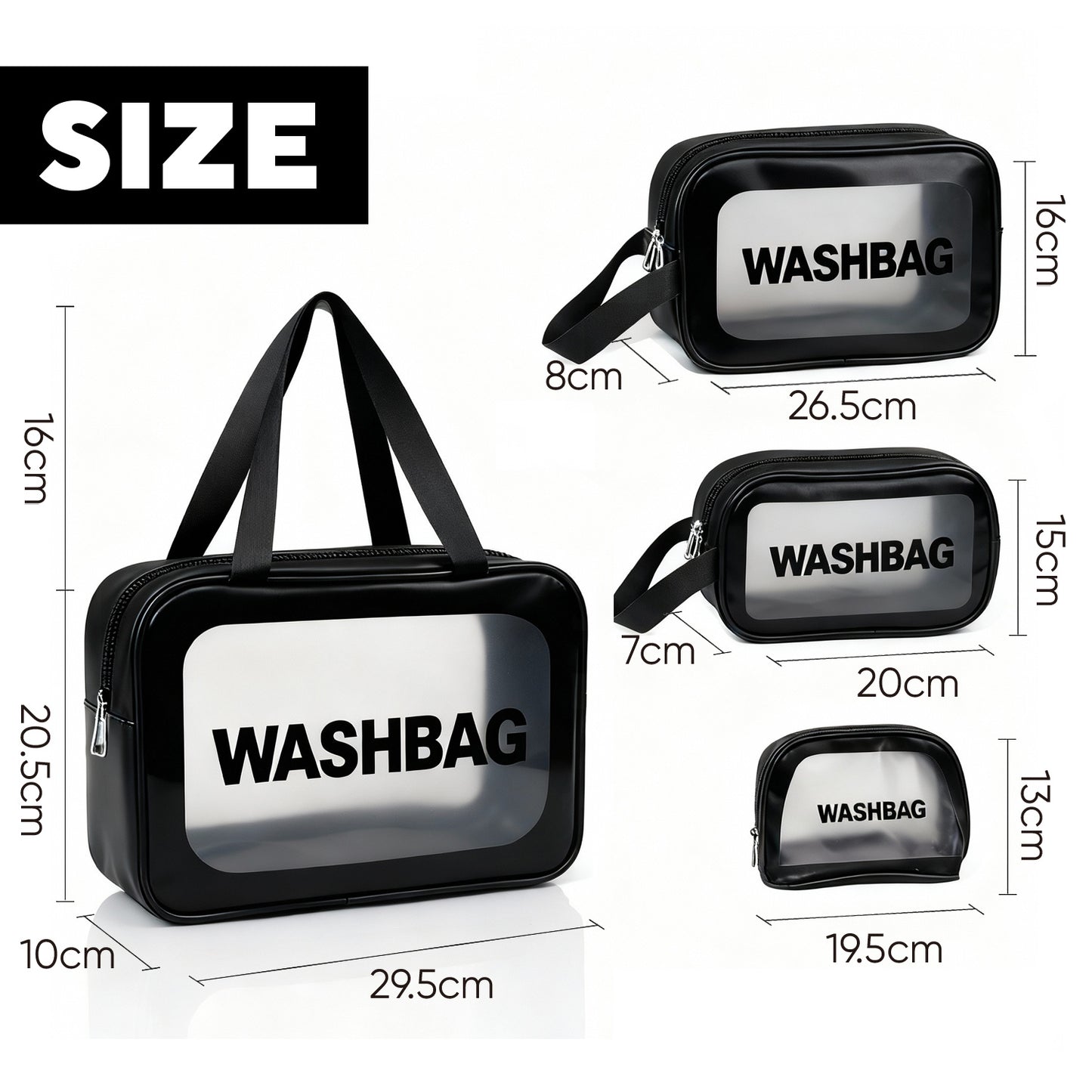 4pcs Clear Travel Toiletries Bag for Women, Travel Toiletry Bags Clear Wash Bag for Toiletries, PVC Waterproof Makeup Bag for Women and Girls
