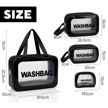 4pcs Clear Travel Toiletries Bag for Women, Travel Toiletry Bags Clear Wash Bag for Toiletries, PVC Waterproof Makeup Bag for Women and Girls
