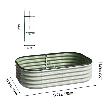 Oval Elevated Planter Box Metal Raised Garden Bed, Outdoor Vegetable Fruit Flower Herb Growing Box, 2 Sizes 2 Colours Available