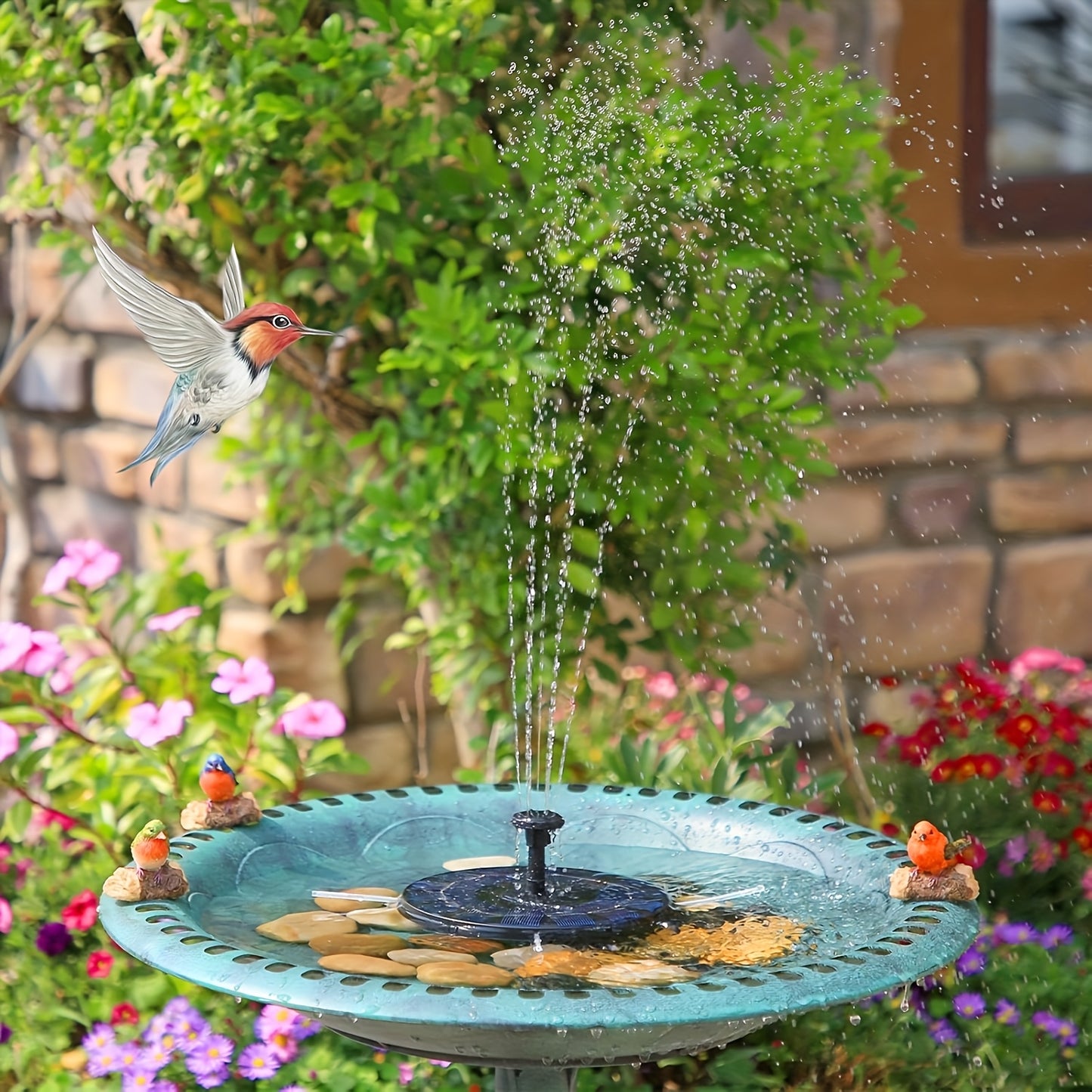 1.8W Solar Fountain Outdoor Floating Fountain Suitable for,, Pond - Water with Floating Base, Fountain for Courtyard Decoration, Bird Bath, Assembly, Plastic for Fountain (No Detachable PV)