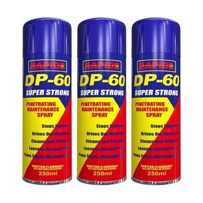 Rapide DP60 Multi-Purpose Lubricating Oil Triple Pack 3x250ml – Rust Protection, Lubrication & Maintenance for Tools, Hinges, Locks & Mechanical Parts UK