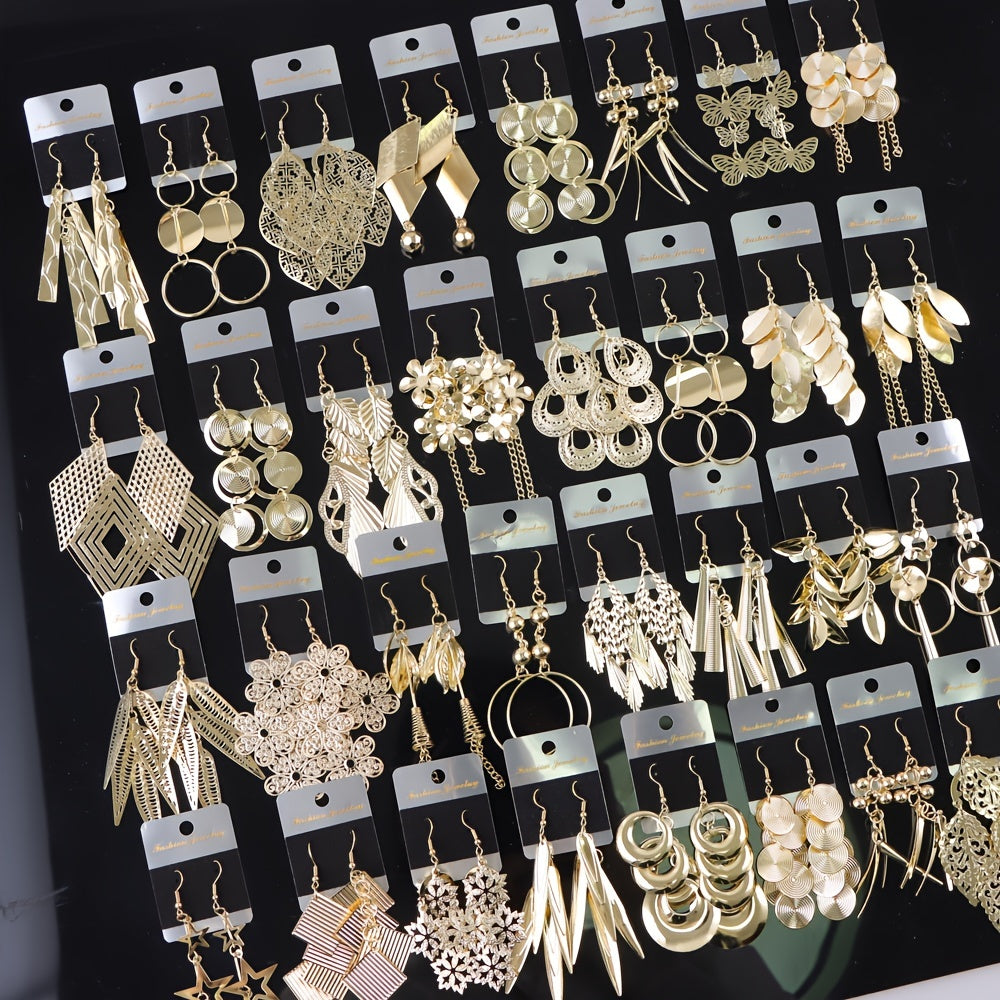 10Pairs/Lot Fashion Korean Lady Long Tassel Hook Earrings, European American Style Earrings Hollow Butterfly Leaf Earrings, Versatile Daily Party Gifts Random Style, Without Box