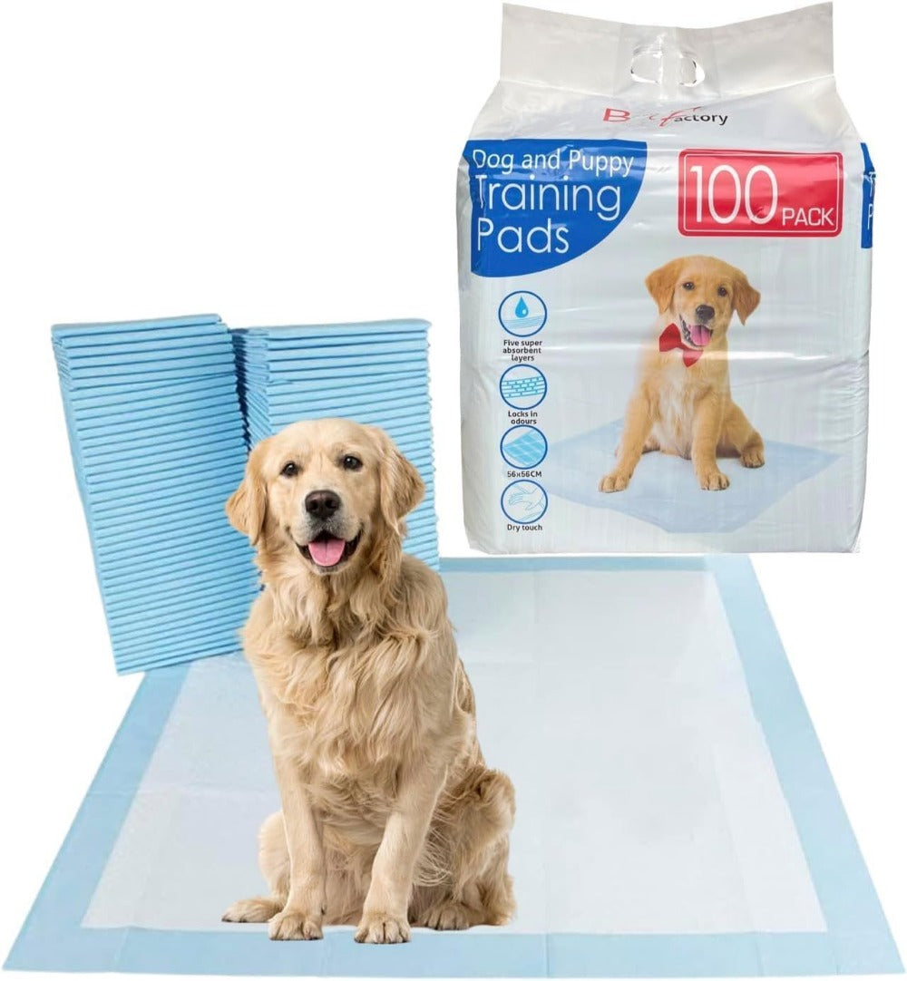 Puppy Training Pads 56x56cm – 50 & 100 Pack Super Absorbent Dog Pee Pads with Leakproof Backing, Odour Control & Fast Dry Surface | House Training, Crates & Travel