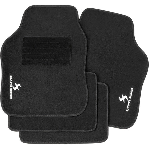 4PCS Car Floor Mats Floor Mat Set, Universal All-Weather Floor Mats With Embroidered Car Carpet Waterproof And Non-Slip Heel Protector, Made Of Carpet Material