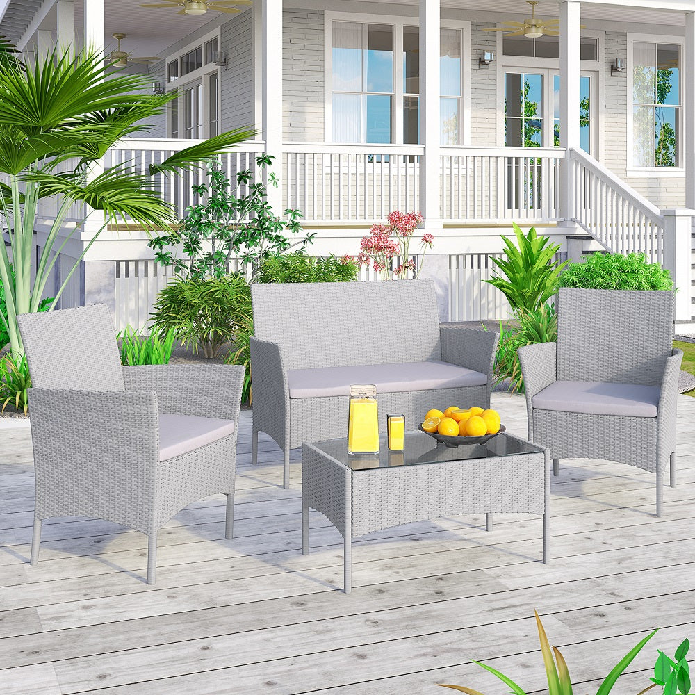 GartistGo Rattan Chair, Set of 4 Rattan Chairs for Indoor and Outdoor Use