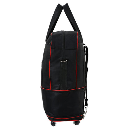 Large Capacity Foldable Travel Bag with Wheels, Oxford Rolling Luggage with Lock, Backpack Travel Duffle, Lightweight Suitcase, Versatile Travel Tote for Airport, Train Travel, Outdoor Trips, Travel Storage Bag, Clothing Protection Bag 1PC