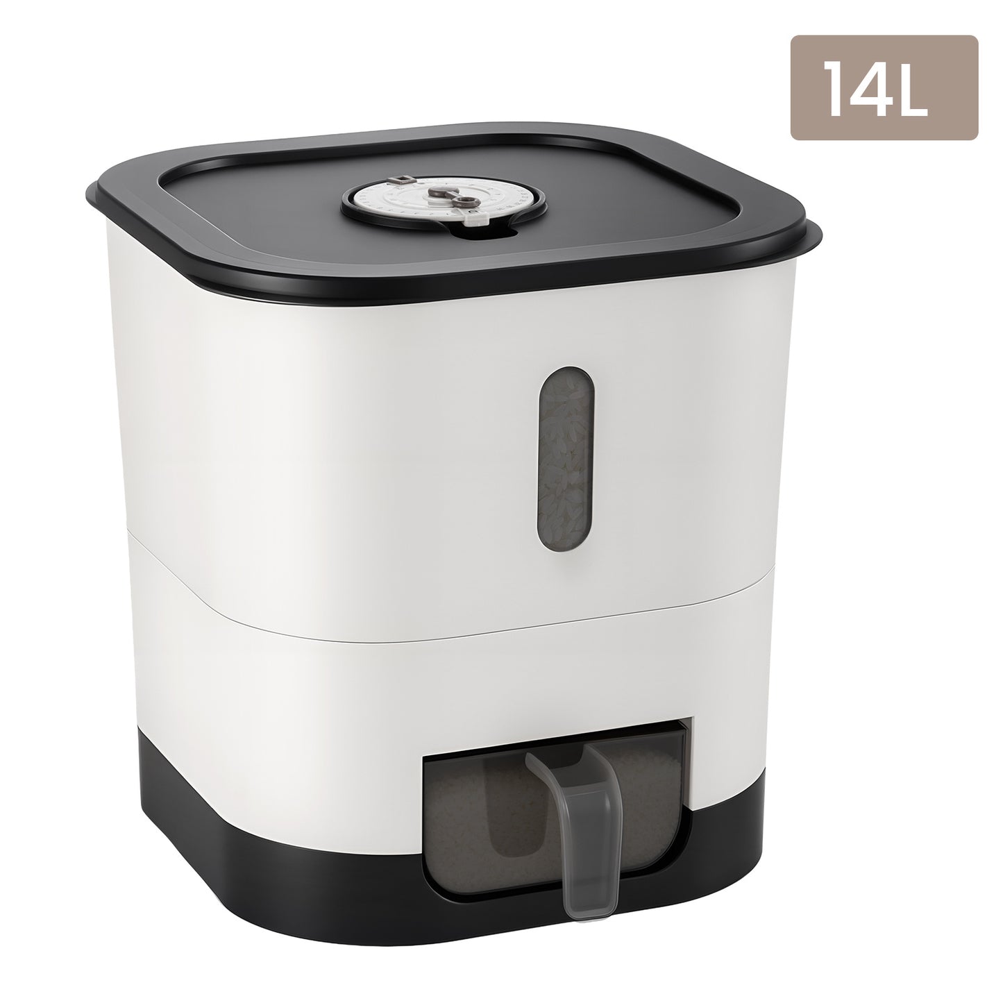 14/25L Automatic Rice Dispenser Large Capacity, Sealed Rice Storage Container, Suitable for Rice, Grains, Flour, Kitchen Supplies, Pet Cat and Dog Food Storage Container, Ideal for Kitchen, Home Use