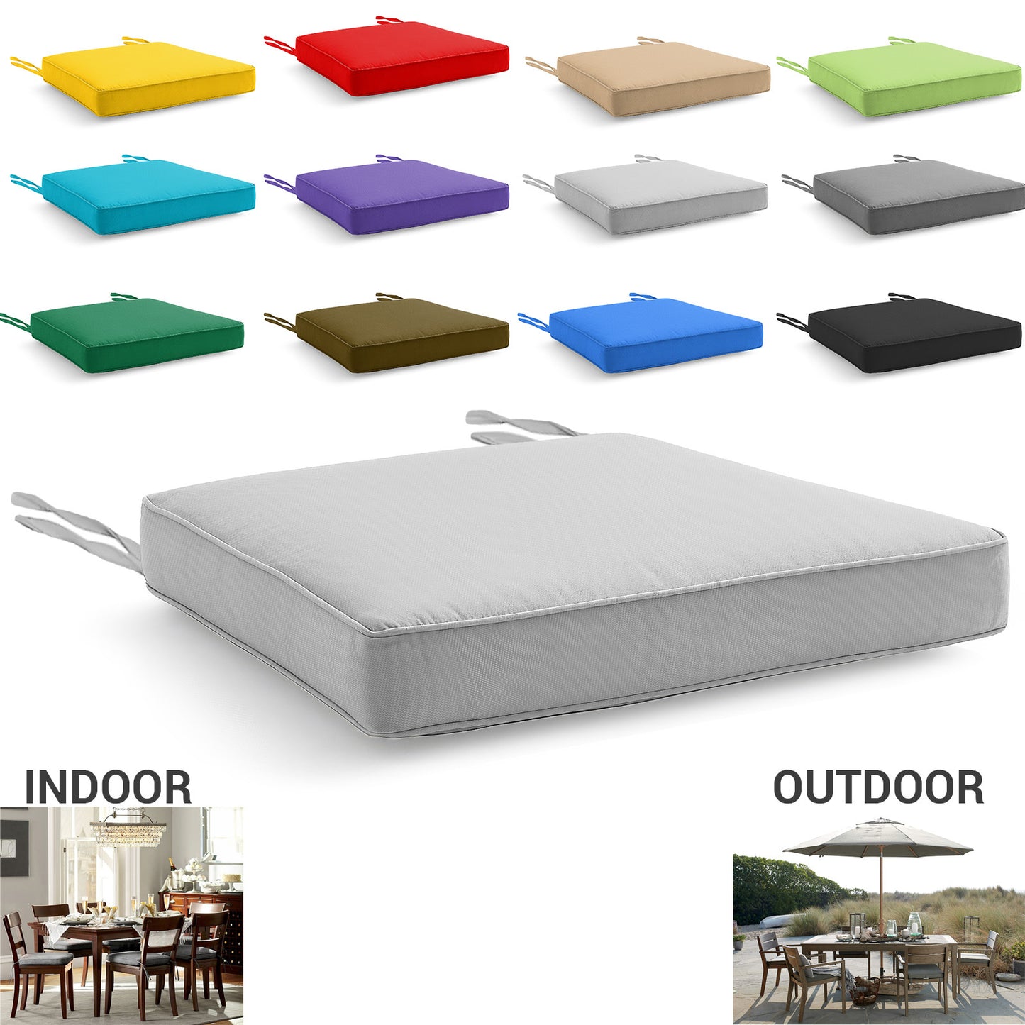 Chair Cushions with Ties for Indoor & Outdoor Use – Comfortable Seat Pads for Dining Chairs, Garden, Patio, Balcony & Café Furniture – Durable Polyester Fabric, Soft Support & Easy Care Design