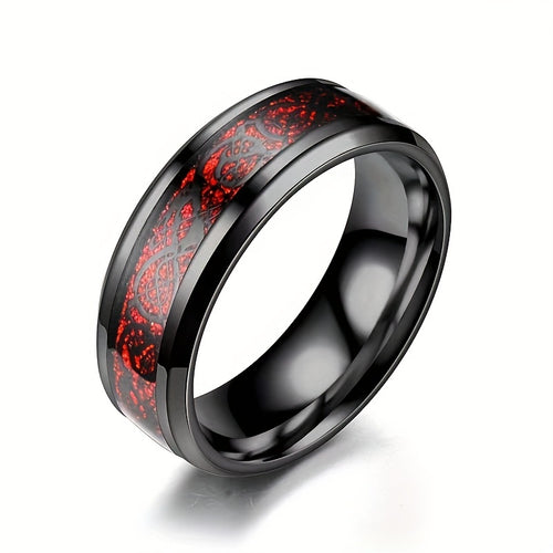 6/9pcs Stainless Steel Dragon Pattern Slice Fashion Men's Women's Finger Ring Set