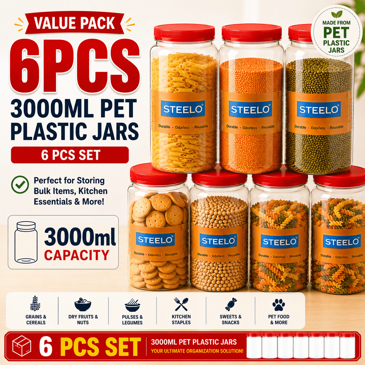 50ml/100ml/200ml/1000ml/1500ml/2000ml/2400ml/3000ml/4000ml/5000ml Plastic Jar with Lid - BPA-free Transparent Round Multi-purpose Container - Dishwasher Safe - Flip-top - Suitable for Lotions, Creams, Body Lotions, Clay, Cosmetics, Beads, Samples and Trav