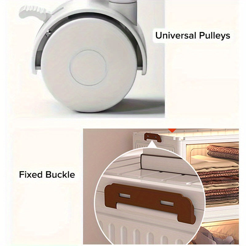 45Cm/50Cm Small Foldable Storage Cabinet, Small Capacity Entryway Storage Cabinet, with Wheels And Lid - Foldable Stackable Plastic Box, Home Storage And Organization Tool Cabinet, Foldable Organizer Box, Suitable for Closet, Bedroom, Kitchen