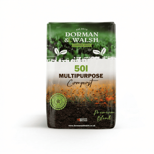 Dorman & Walsh Multi-Purpose 50L Compost Bag, Nutrient Rich Compost for Potting & Seeds, Growing Garden, Houseplants, Flower beds and Vegetables
