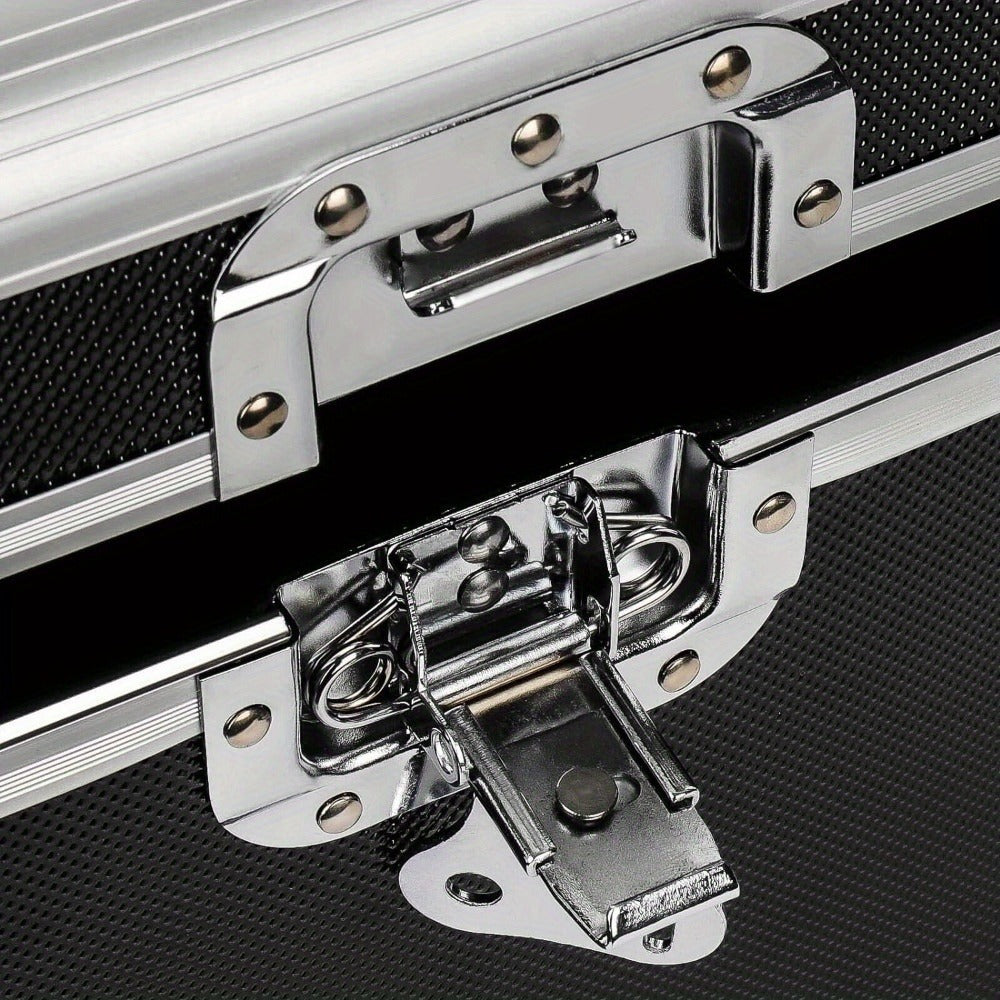 7" LP Vinyl Record Storage Box - Aluminum Flight Case with Lockable Design, Portable DJ Carry Case for 200 Vinyl Record Albums