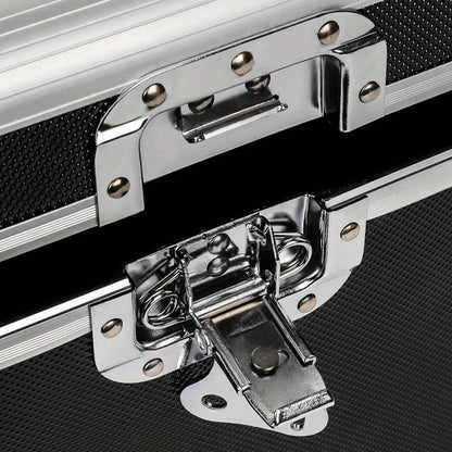 7" LP Vinyl Record Storage Box - Aluminum Flight Case with Lockable Design, Portable DJ Carry Case for 200 Vinyl Record Albums