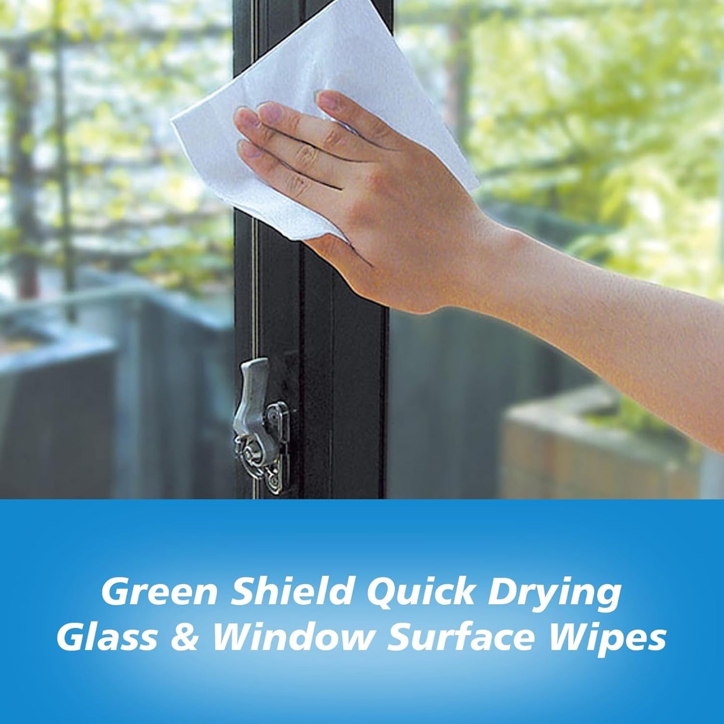 6 Pack Green Shield Quick Drying Glass & Window Surface Wipes, 70 Wipes Each