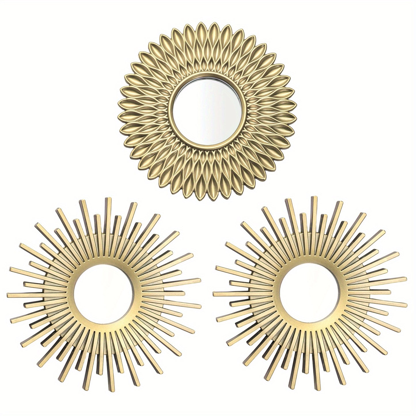 three-piece sunburst wall mirror set — dimensions and specification detail 4