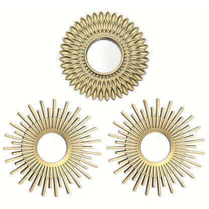 three-piece sunburst wall mirror set — dimensions and specification detail 4