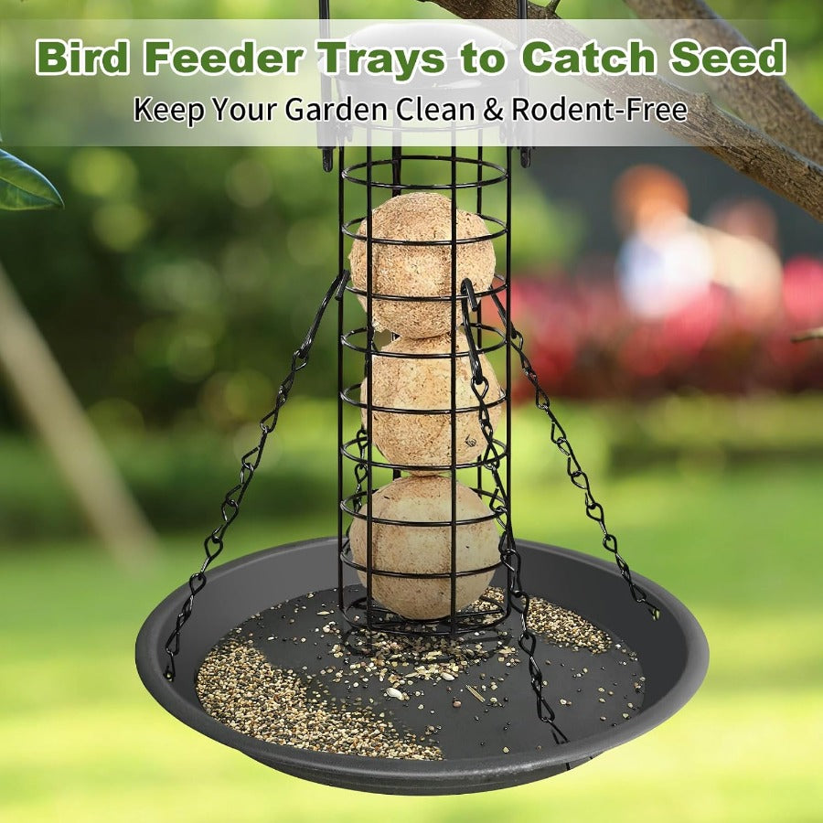 Bird Seed Catcher Tray, No Mess Hanging Bird Feeder Tray Platform Attachment to Catch Seed for Garden, Plastic, 1 Pack
