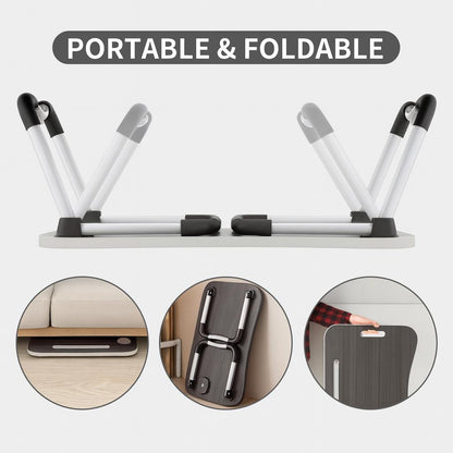 Foldable Laptop Bed Table with Cup Holder & Phone Slot - Portable Non-Slip Lap Desk for Bed Sofa & Home Office Lightweight Breakfast Tray