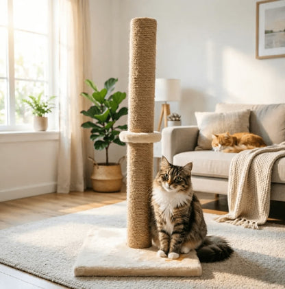 Cat Scratching Post 62cm Tall Sisal Pole Scratcher – Sturdy Cat Furniture for Indoor Cats, Protects Furniture, 3 Colours